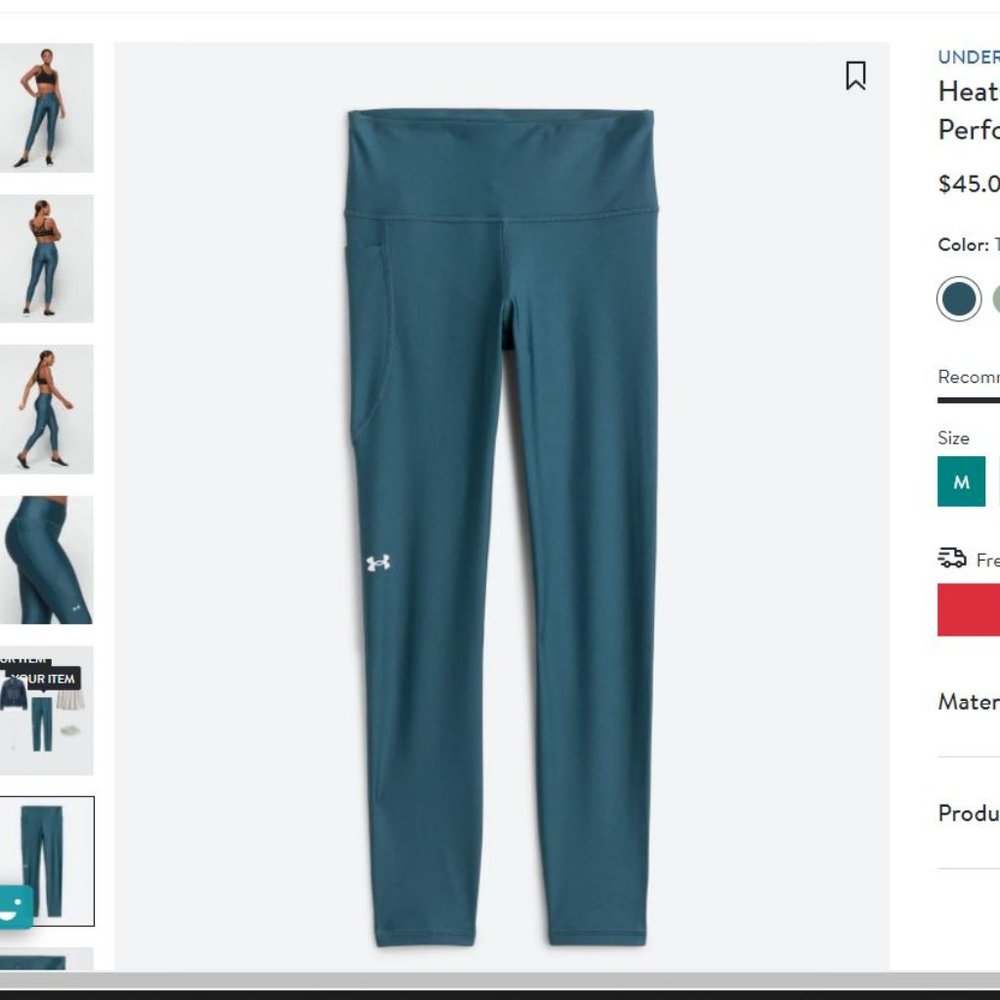 NWT! Under Armour Hi Ankle Performance Legging, Emerald Green, Medium